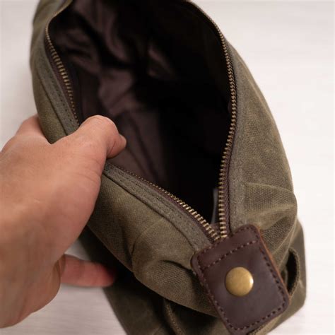 Personalised Initial Men S Waxed Cotton Canvas Wash Bag Etsy UK