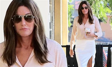 caitlyn jenner looks chic in a slit pencil skirt and shirt in la daily mail online