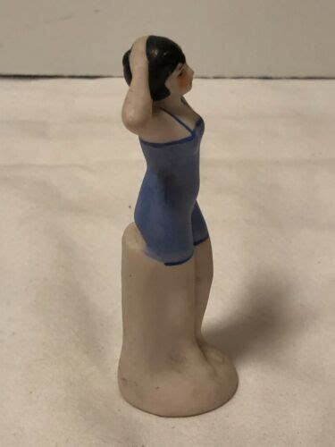 Bawdy Bisque Lady Vintage Bathing Beauty Figurine Woman In Swimsuit