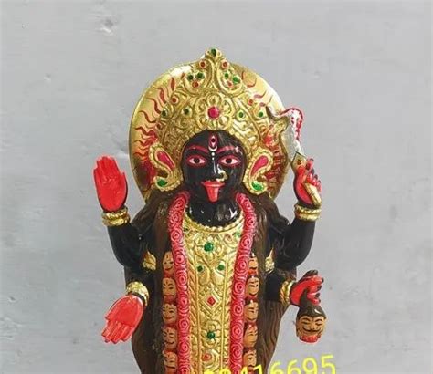 Blackgolden Marble Dakshineswar Kali Statue For Temple Size 84 Inch