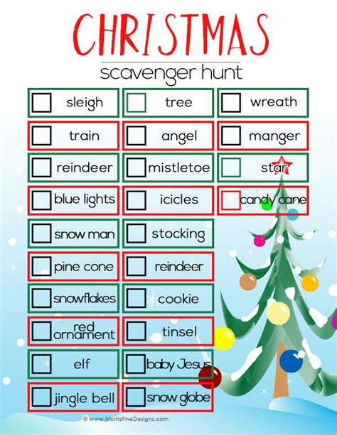 Christmas Scavenger Hunt For Kids Free Printable Christmas