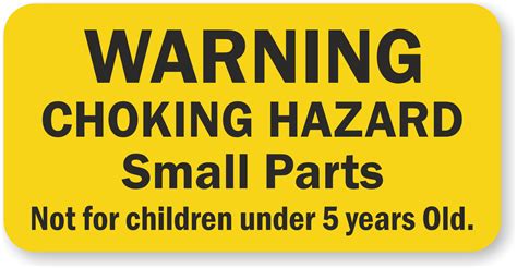 Choking Hazard Small Parts Not For Children Under 5 Label Sku S2 4318