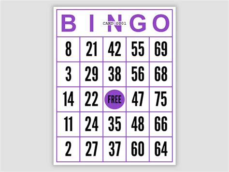 1000 Jumbo Bingo Cards Pdf Download 1 Per Page Instant Etsy