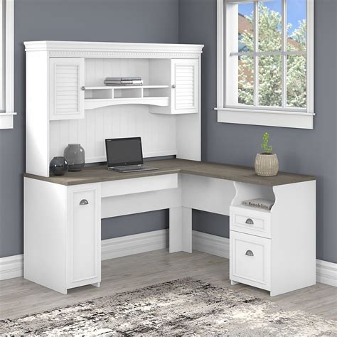 Bush Furniture Fairview 60w L Shaped Desk With Hutch In