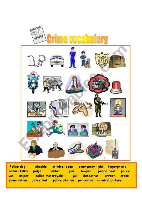 Crime Vocabulary Esl Worksheet By Donapeter
