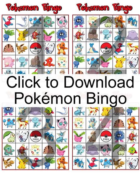 Printable Pokemon Bingo Printable Word Searches