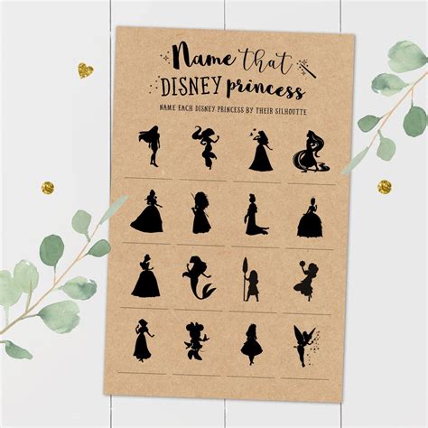 Name That Disney Princess Bridal Shower Games Bridal Shower Etsy