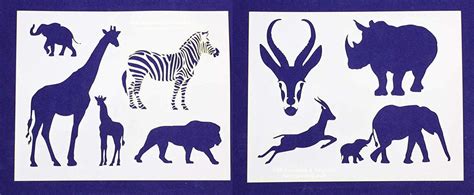 Safari Animals 2 Piece Stencil Set 14 Mil 8 X 10 Painting Crafts