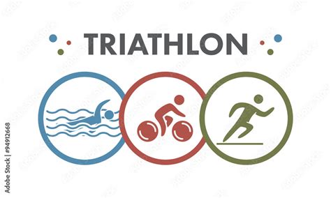Triathlon Logo And Icon Swimming Cycling Running Symbols Stock