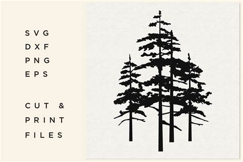 Pine Tree SVG Trees Vector Forest Trees Silhouette SVGs Design Bundles Tree