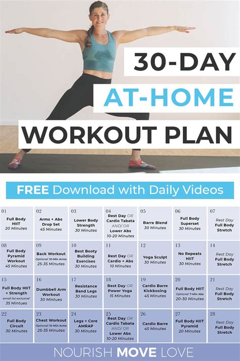 30 Day Workout Plan part 6 Pin - Nourish, Move, Love