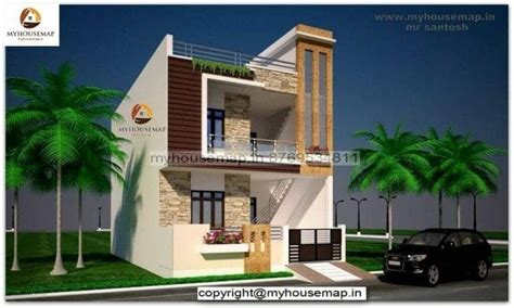Ultra Modern House Elevation With Double Story Yellow And Brown Color