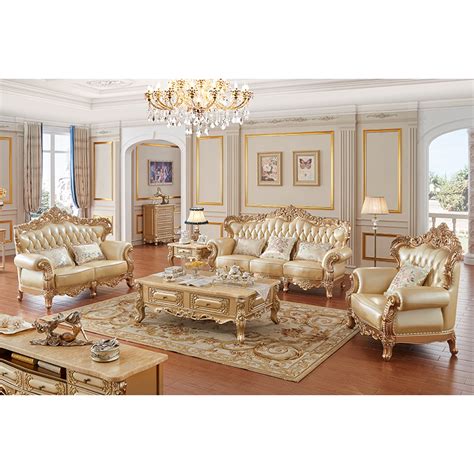 Classic Italian Royal Gold Carved Furniture Living Room Sofa Set Luxury