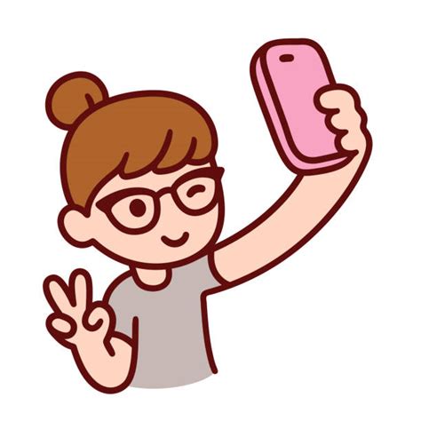 Royalty Free Selfie Teenage Girls Women Cartoon Clip Art Vector Images