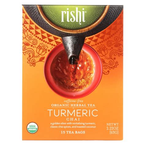 Rishi Organic Tea Turmeric Chai Case Of 6 15 Bags Walmart Com