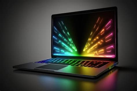 Premium Ai Image Gamer Laptop Illustration Colorful Neon Lights Black