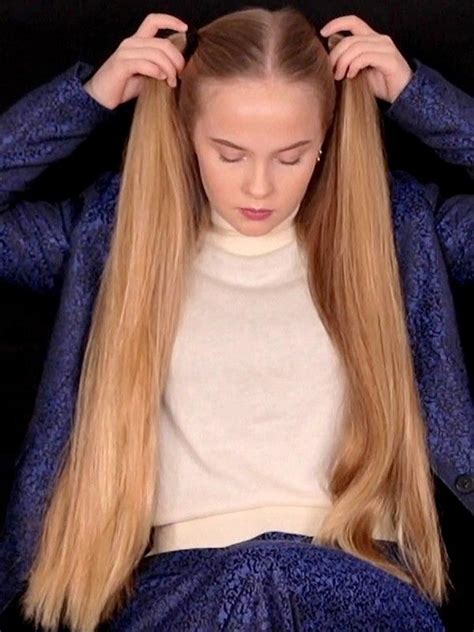 Video Noras Long Blonde Pigtails In 2020 Long Hair Styles Tail
