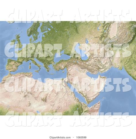 3d Shaded Relief Map Of Europe North Africa And Near East Clipart By