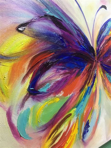Abstract Butterfly Original Oil Painting On Canvas Bright Etsy