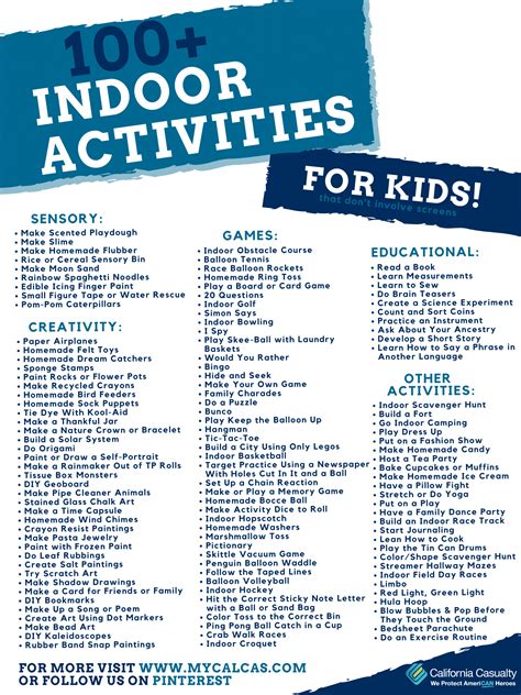 Full of colorful lego games and attractions, this. 100+ Indoor Activities for Kids | California Casualty