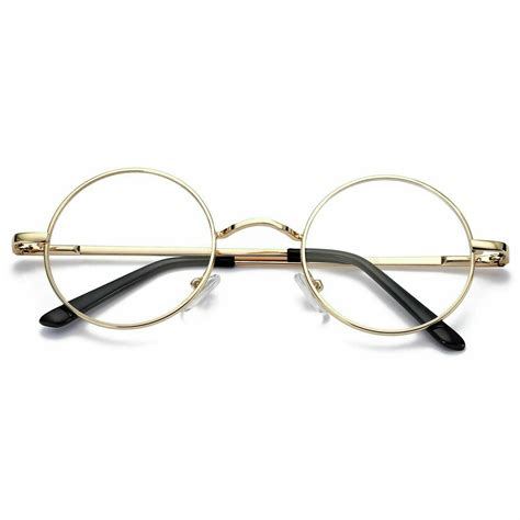 Pro Acme Non Prescription Clear Lens Glasses Retro Small Round Metal Frame Gold