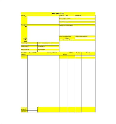 15 Free Packing List Templates Printable Word Excel And Pdf Formats