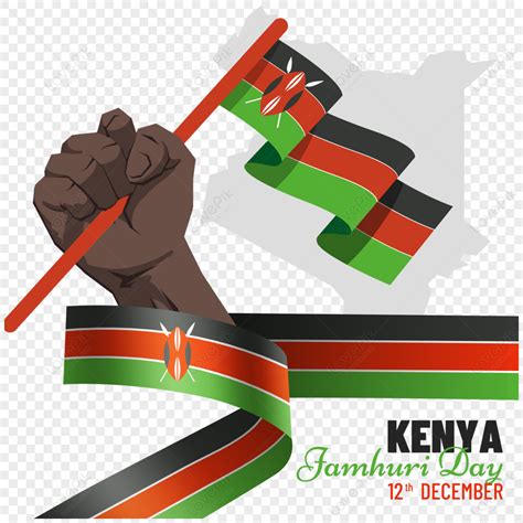 Kenya Jamhuri Day Hand Holding Banner Silk Transparent Image Jamhuri
