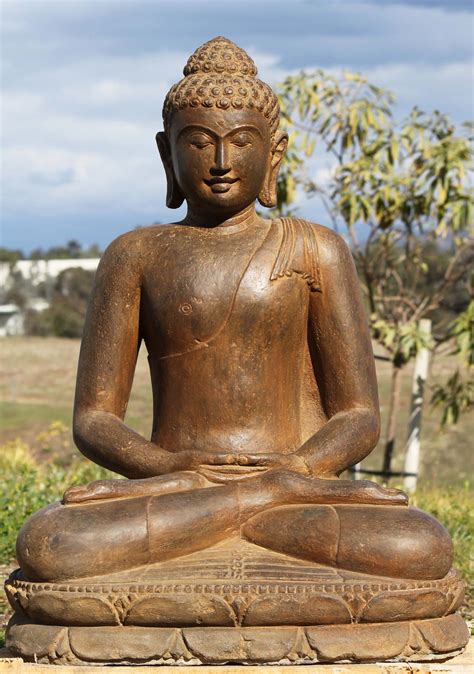 Sold Stone Meditating Buddha Sculpture 34 105ls445 Hindu Gods