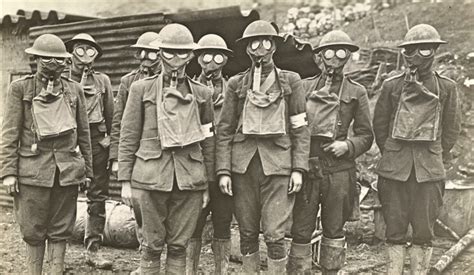 American Soldiers Wearing The Latest Gas Mask Around 1918 National