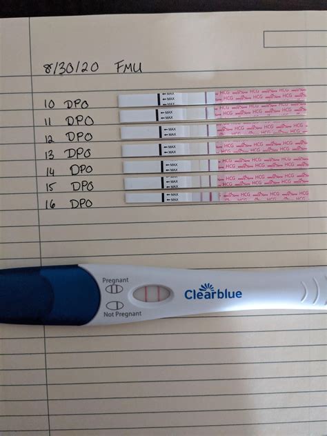 Line Progression From 10 Dpo To 16 Dpo With Easy Home And Clear Blue