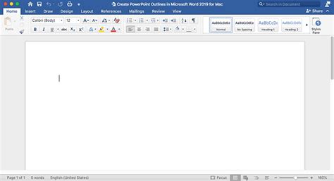 Creating Powerpoint Outlines In Microsoft Word 2019 For Mac