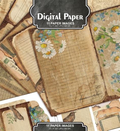 Printable Journal Kit Ephemera Pack Vintage Floral Printable Shabby