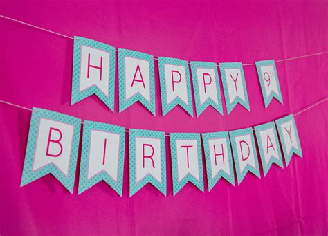 Printable Spa Party Birthday Banner In Pink And Teal