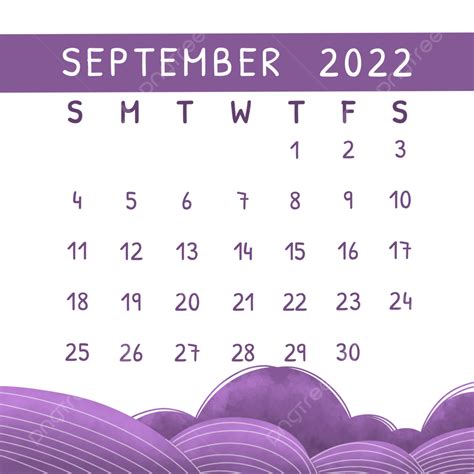 Gambar Kalender September 2022 Dengan Warna Ungu Dan Hiasan Awan Cat