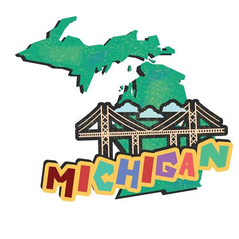 Michigan State Map Vector Illustration Decorative Design Stock Vector