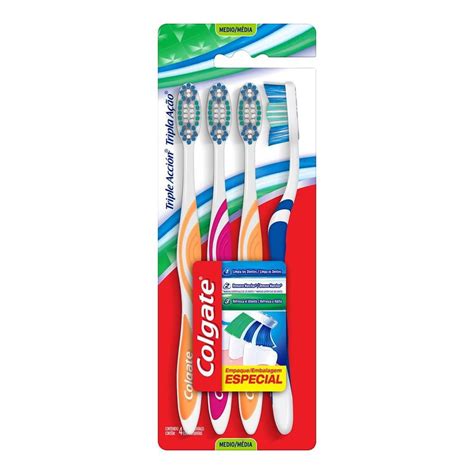 Cepillo Dental Colgate Triple Acción Medio 1 Paquete Con 4 Pzas Walmart