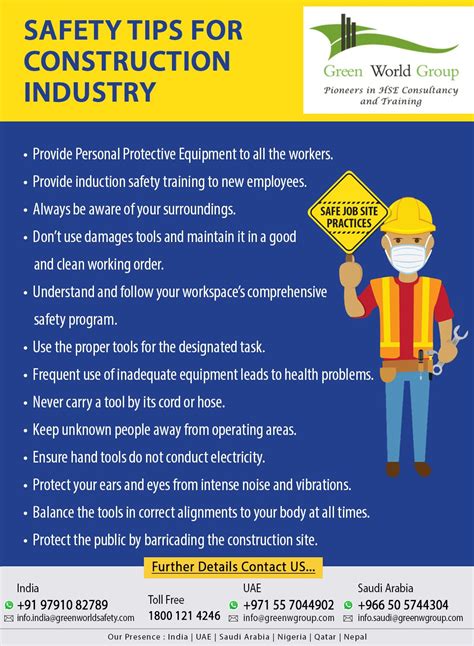 Safety Tips For Construction Industry Construction Safety Safety
