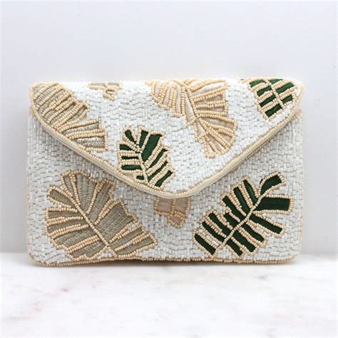 Mini Tropical Beaded Clutch In White Best Of Everything Online Shopping