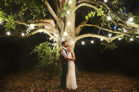 Nightime Wedding Fairy Lights Tree With Fairy Lights Nightime