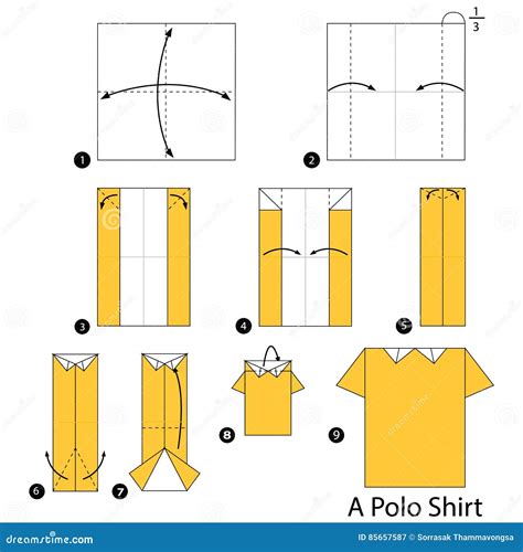Step By Step Instructions How To Make Origami A Polo Shirt Cartoon