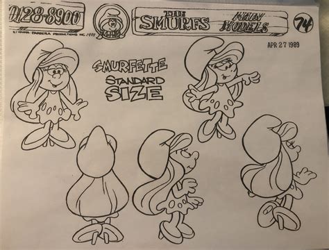Smurfette Main Model Sheet Walt Disney Animation Studios Smurfette