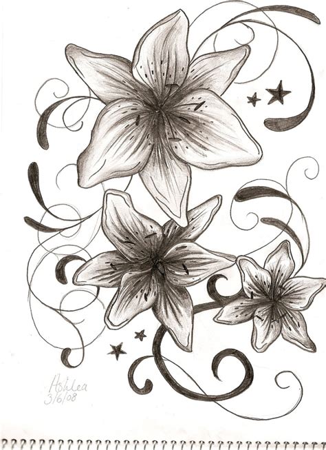 Pin Tattoo Style Stars Tribal On Pinterest Lily Flower Tattoos Lily