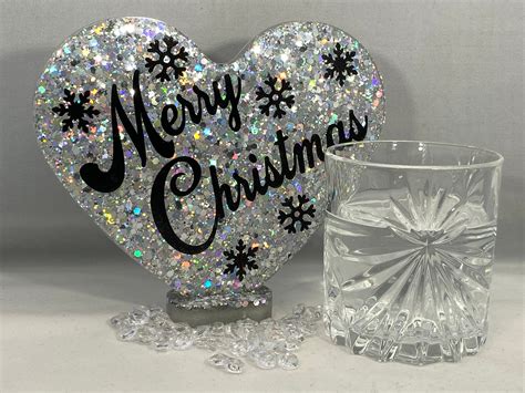 Feliz Navidad Resina Super Sparkly Handmade Ornamento Etsy