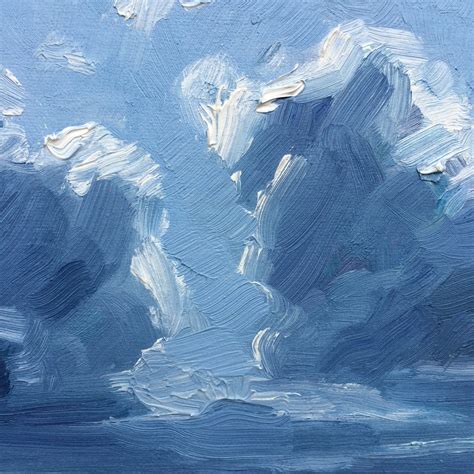 Heavenly Clouds Season Sale Original Oil Painting On 8 X 8 Linen