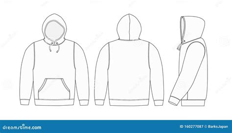 Illustration Of Hoodie Hooded Sweatshirt With Side View White Stock