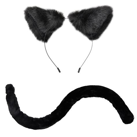 E Ting Black Cat Ears And Tail Set Cat Ear Clips And Long