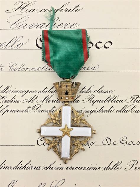 Croce Da Cavaliere Ordine Al Merito Della Repubblica Italiana Diploma