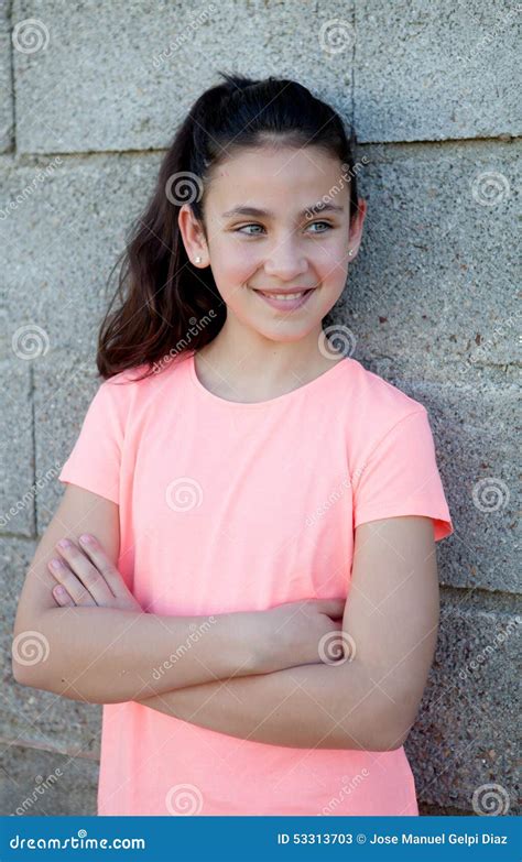 Portrait Of A Beautiful Preteen Girl With Blue Eyes Stock Image Image