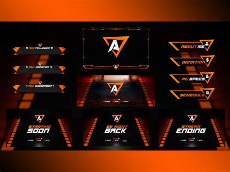 Orange And Black Mixed Twitch Overlay Pack For Streaming By Chanuka