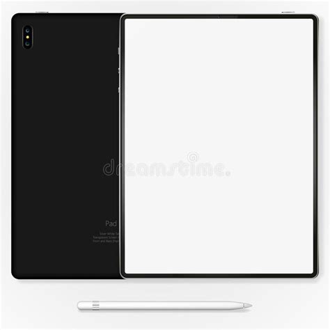 Tablet Mockup Front Back On White Background Stock Vector